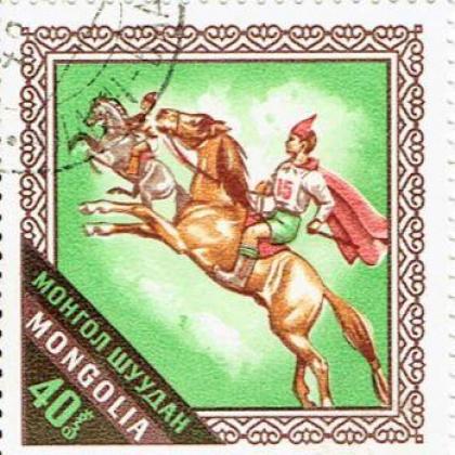 MANGOLIA HORSE RIDER SQUARE SHAPED STAMP WS1