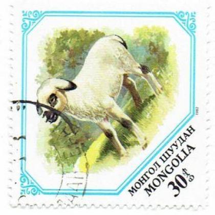 MANGOLIA SHEEP THEME ODD SHAPED STAMP WS1