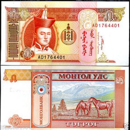 MONGOLIA 5 TUGRIK 2008 UNC BANKNOTE   L27