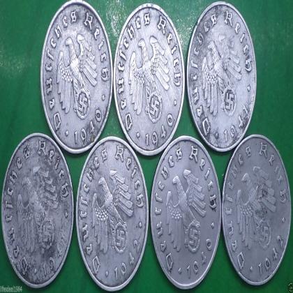 NAZI WW II ERA 7 COINS ALL MINT A B D E F J G FULL SET MINT 10 REICHSPENNIG  ZINC  FULL SET LOT (a)
