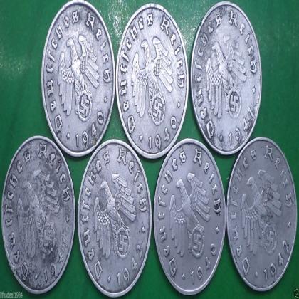 NAZI WW II ERA 7 COINS ALL MINT A B D E F J G FULL SET MINT 10 REICHSPENNIG  ZINC  FULL SET LOT (b)