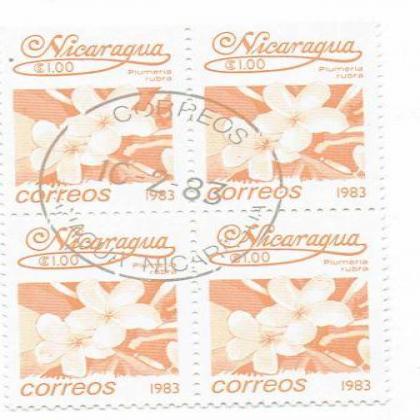 NICARAGUA 1983 CORREOS 1 CENT FLOWER THEME BLOCK OF 4 STAMPS