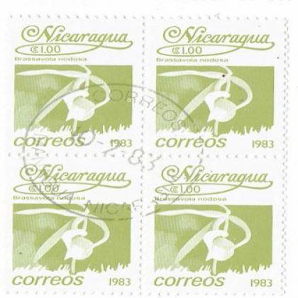 NICARAGUA 1983 CORREOS NODOSA FLOWER THEME BLOCK OF 4 STAMPS