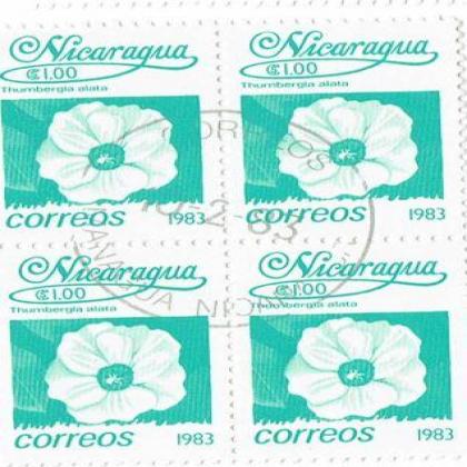 NICARAGUA 1983 THUMBERGLA FLOWER  THEME BLOCK OF 4 STAMPS