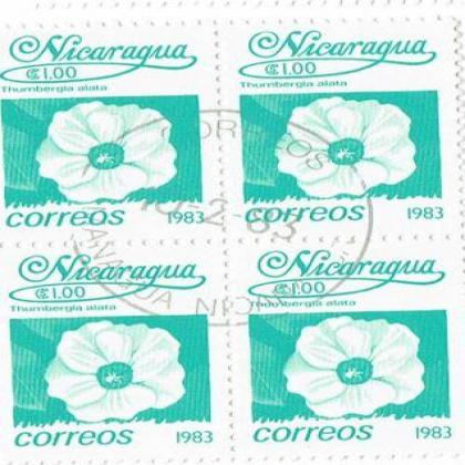 NICARAGUA 1983 THUMBERGLA FLOWER  THEME BLOCK OF 4 STAMPS