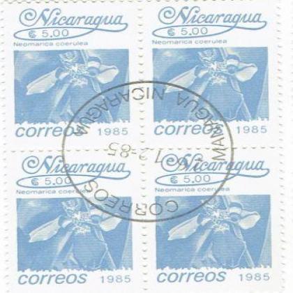 NICARAGUA 1985 CORREOS NEOMARICA FLOWER  THEME BLOCK OF 4 STAMPS