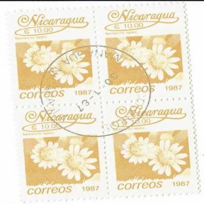 NICARAGUA 1987 CORREOS SPEC FLOWER THEME BLOCK OF 4 STAMPS