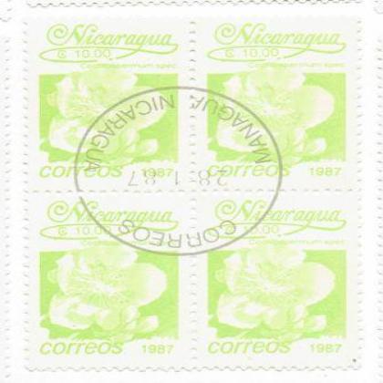 NICARAGUA 1987 SPEC FLOWER  THEME BLOCK OF 4 STAMPS