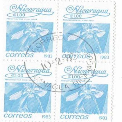 NICARAGUA  1983 CORREOS NEOMARICA  FLOWER THEME BLOCK OF 4 STAMPS
