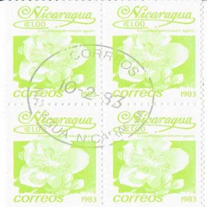 NICARAGUA  1983 CORREOS SPEC FLOWER THEME BLOCK OF 4 STAMPS