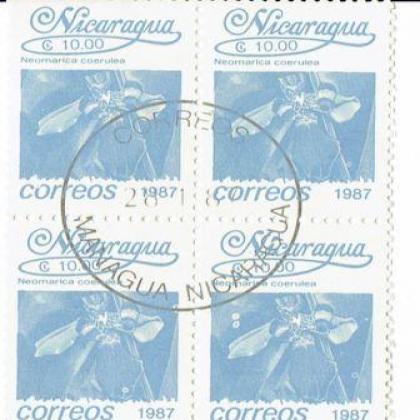 NICARAGUA  1987 CORREOS NEOMARICA  FLOWER THEME BLOCK OF 4 STAMPS
