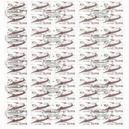 NORTH KOREA 10 WON FISH THEME  FULL SHEET OF 50 STAMPS XX RARE