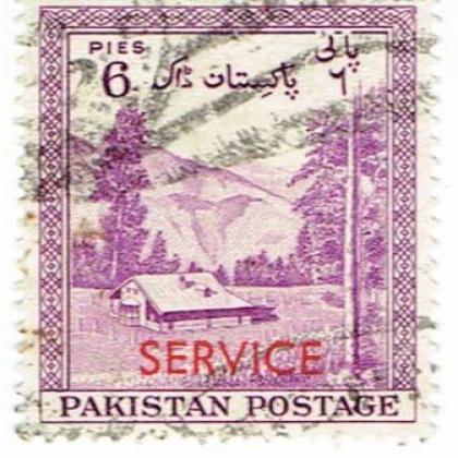 PAKISTAN 6 PIES SERVICE POSTAGE  COMMEMORATIVE STAMP WS 7