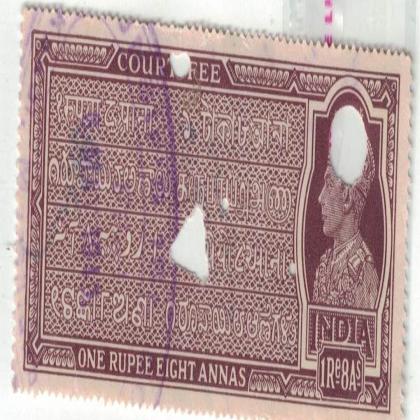 RARE BRITISH INDIA REVENUE 1Re and 8As KG VI BR20
