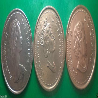 Rare Queen Elizabeth-II Maple canada 3 different 1 cent coin lot