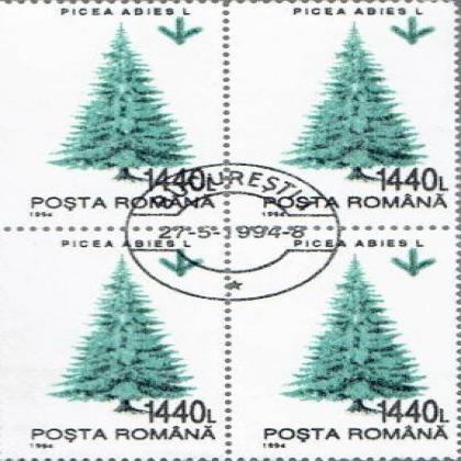 ROMANIA 1440L 1994 PICES ABIES TREE THEME BLOCK OF 4 STAMPS