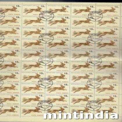 ROMANIA 15L RABBIT THEME FULL SHEET OF 50 STAMPS