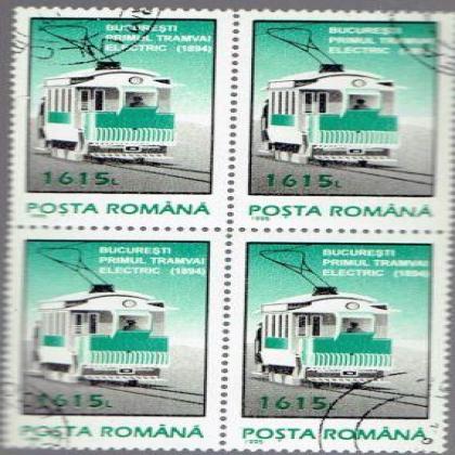 ROMANIA 1615LBUCURESTI TRAIN ENGINE THEME BLOCK OF 4 STAMPS