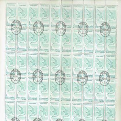 ROMANIA 1L STRRNA HIRUNDO BIRD THEME FULL SHEET OF 50 STAMPS