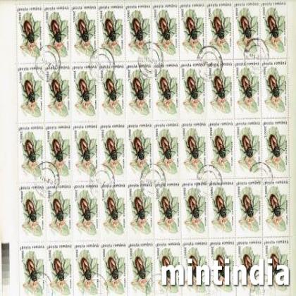 ROMANIA 2500L ANTHAXIA INSECT THEME FULL SHEET OF 50 STAMPS