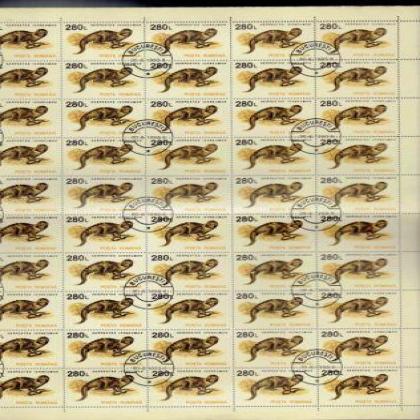 ROMANIA 280L HERPESTES MANGOOSE FULL SHEET OF 50 STAMPS RARE