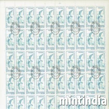 ROMANIA 2L STERCORARIUS BIRD THEME FULL SHEET OF 50 STAMPS