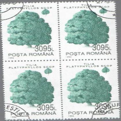 ROMANIA 3095L TILIA TREE THEME BLOCK OF 4 STAMPS