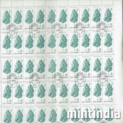 ROMANIA 45L POPULUS ALBAL TREE FULL SHEET OF 50 STAMPS