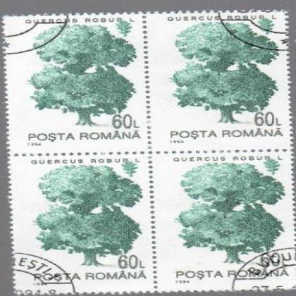 ROMANIA 45L POPULUS TREE THEME BLOCK OF 4 STAMPS