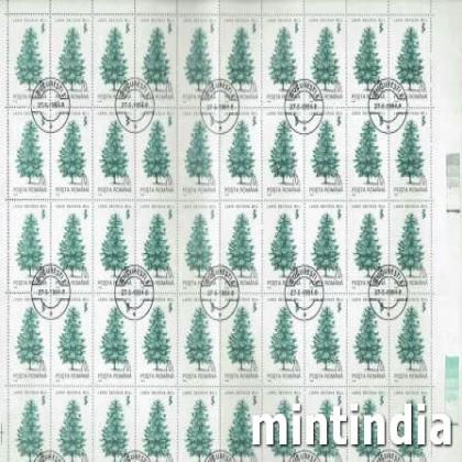 ROMANIA 70L LARIX DECIDUA MIL FULL SHEET OF 50 STAMPS