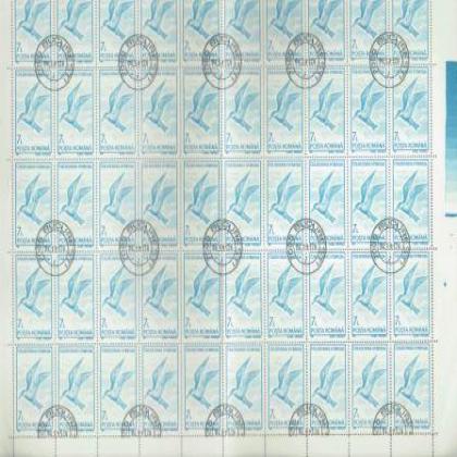 ROMANIA 7L 1991 CHILDONIAS HYBRIDA BIRD THEME FULL SHEET OF 50 STAMPS