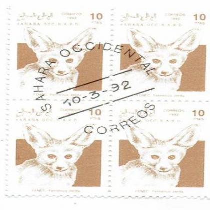 SAHARA 1992 OCC R A S D FENEC THEME BLOCK OF 4 STAMPS