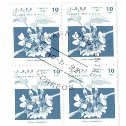SAHARA 1992 OCC R A S D CERCIS FLOWER THEME BLOCK OF 4 STAMPS