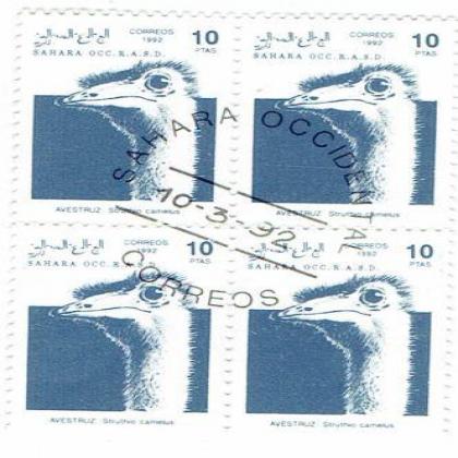 SAHARA AVESTRUZ BIRD THEME BLOCK OF 4 STAMPS