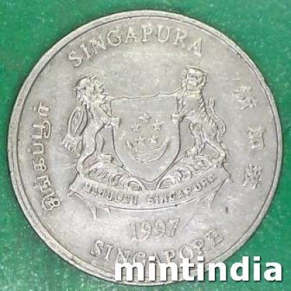 SINGAPORE 20 CENTS RIBBON DOWNWARD COIN JK157