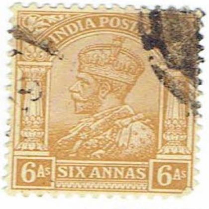 SIX ANNAS RARE KGV  BRITISH  INDIA STAMP CSB 14