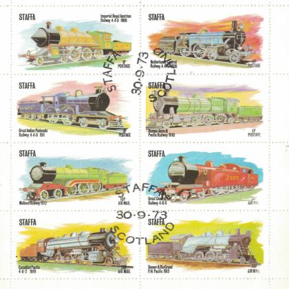 STAFFA  RAILWAY VINTAGE TRAIN THEMATIC STAMPS SET CODE SAI