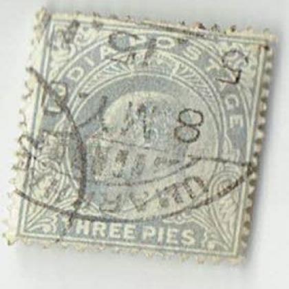 THREE PIES KE KING EDWARD INDIAN BRITISH ERA STAMP CSB 14