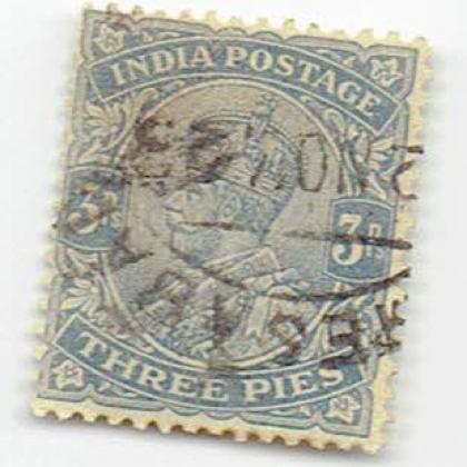 THREE PIES KGV  INDIAN BRITISH ERA STAMP CSB 14
