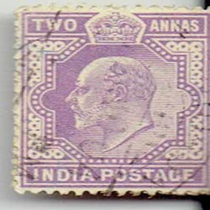 TWO ANNAS KE 2ANNA KING EDWARD BRITISH INDIA STAMP CSB 14