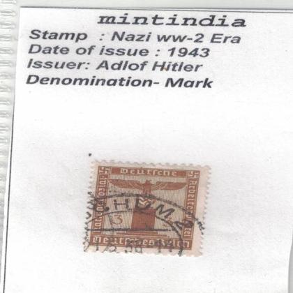 VINTAGE NAZI WW 2 ERA STAMP WITH SWASTIKA MARKED No 444