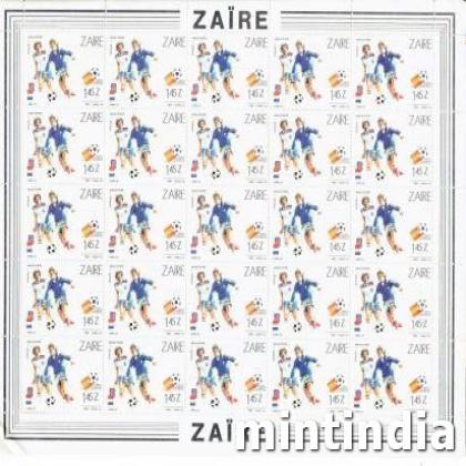 ZAIRE 145Z FOOTBALL FINALE ESPANA 82 FULL SHEET OF 25 STAMPS