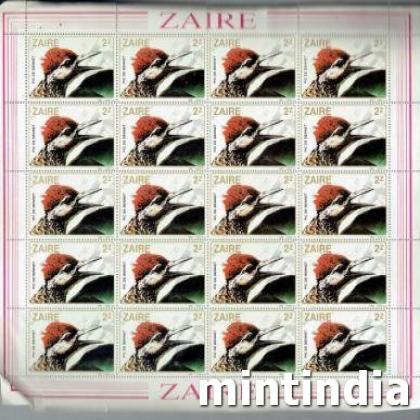 ZAIRE 2Z WOOD PICKER  BIRD THEEM FULL SHEET OF 25 STAMPS