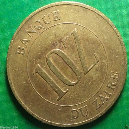 Zaire Democratic 10 zaires BIS SIZE UNC Brass coin